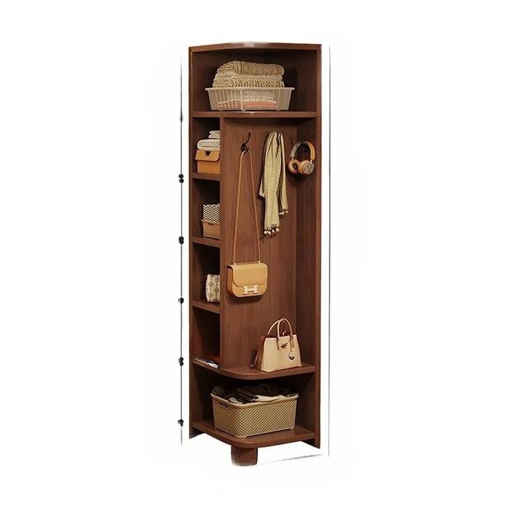 

Corner solid wood coat rack floor-to-ceiling bedroom corner hanger with rack integrated entrance space-saving storage cabinet