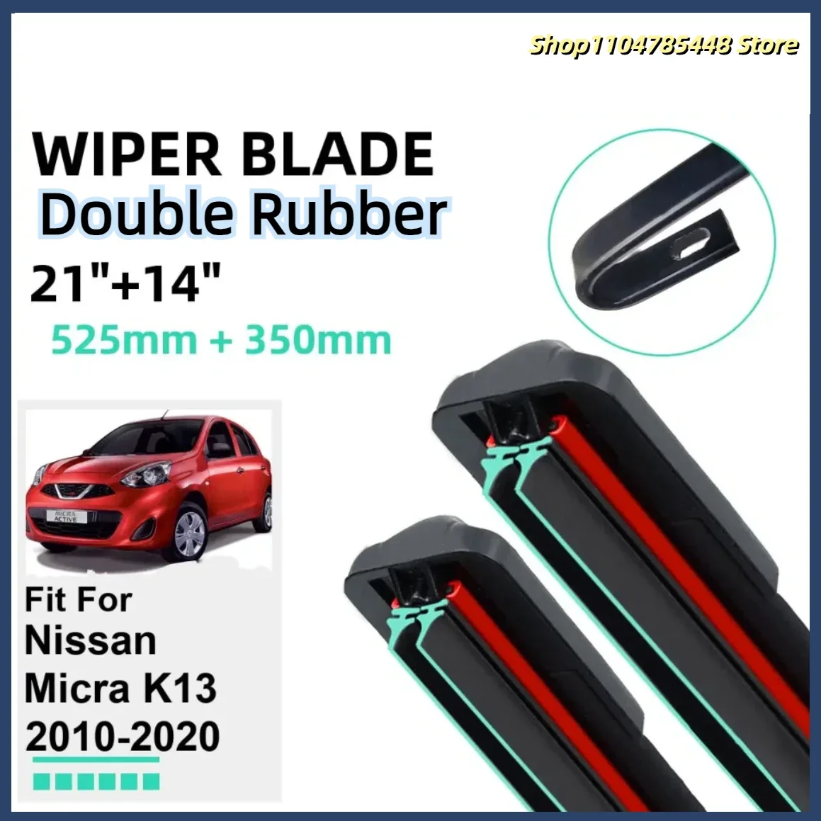 

Double Rubber Car Wiper Blades for Nissan Micra K13 2010-2020 Front Windscreen Windshield Rubber Car Accessories 2018 2019 2020