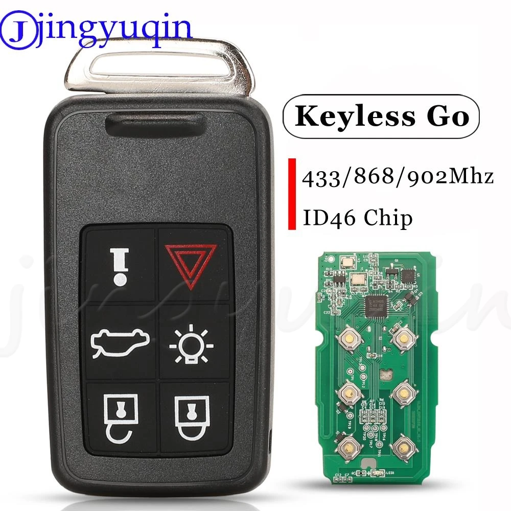 

Jingyuqin 6Buttons Smart Remote Car Key 433/868/902Mhz ID46 Fob KR55WK49266 For Volvo XC60 XC90 S90 S60 2009-2014