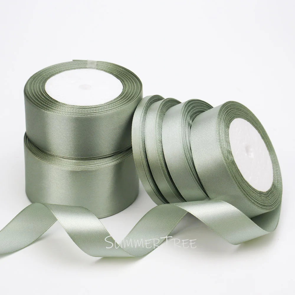 Salbeigrünes Satinband 22,8M 25 Yards Weiches Glänzendes Stoffband für Geschenkverpackungen Hochzeitssträuße DIY-Basteleien Heim- und Partydekoration – Detail 3