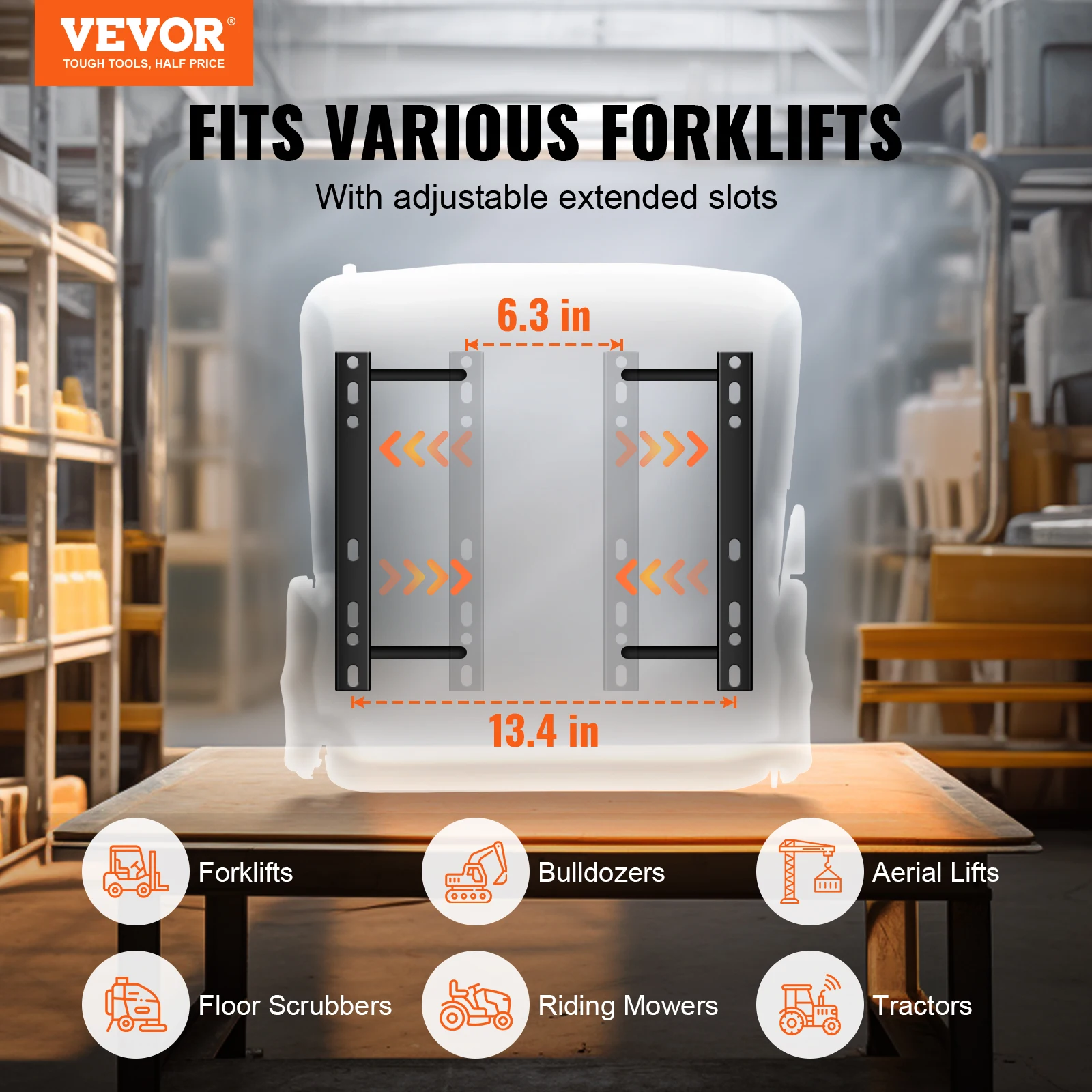 VEVOR Universal Forklift Seat Fold Down Tractor Seat with Adjustable Angle Back and Micro Switch Comfortable Forklift Seat