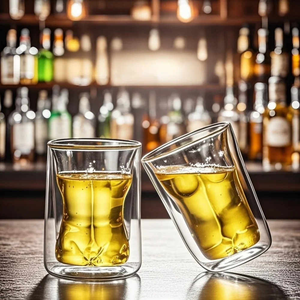 

1Set High Borosilicate Muscle Male Double Wall Glass Cup Couple Cups Creative Wine Glass Coffee Cups Transparent