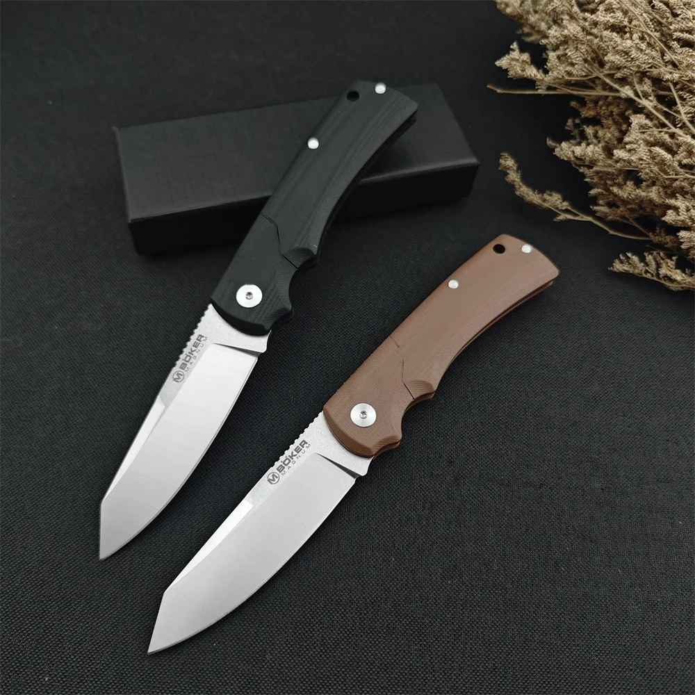 Boker 440A Blade Pocket Folding Knife Sharp Utility Knife G10 Handles Outdoor Camping Tactical Knife Safety EDC Tool for Gifts