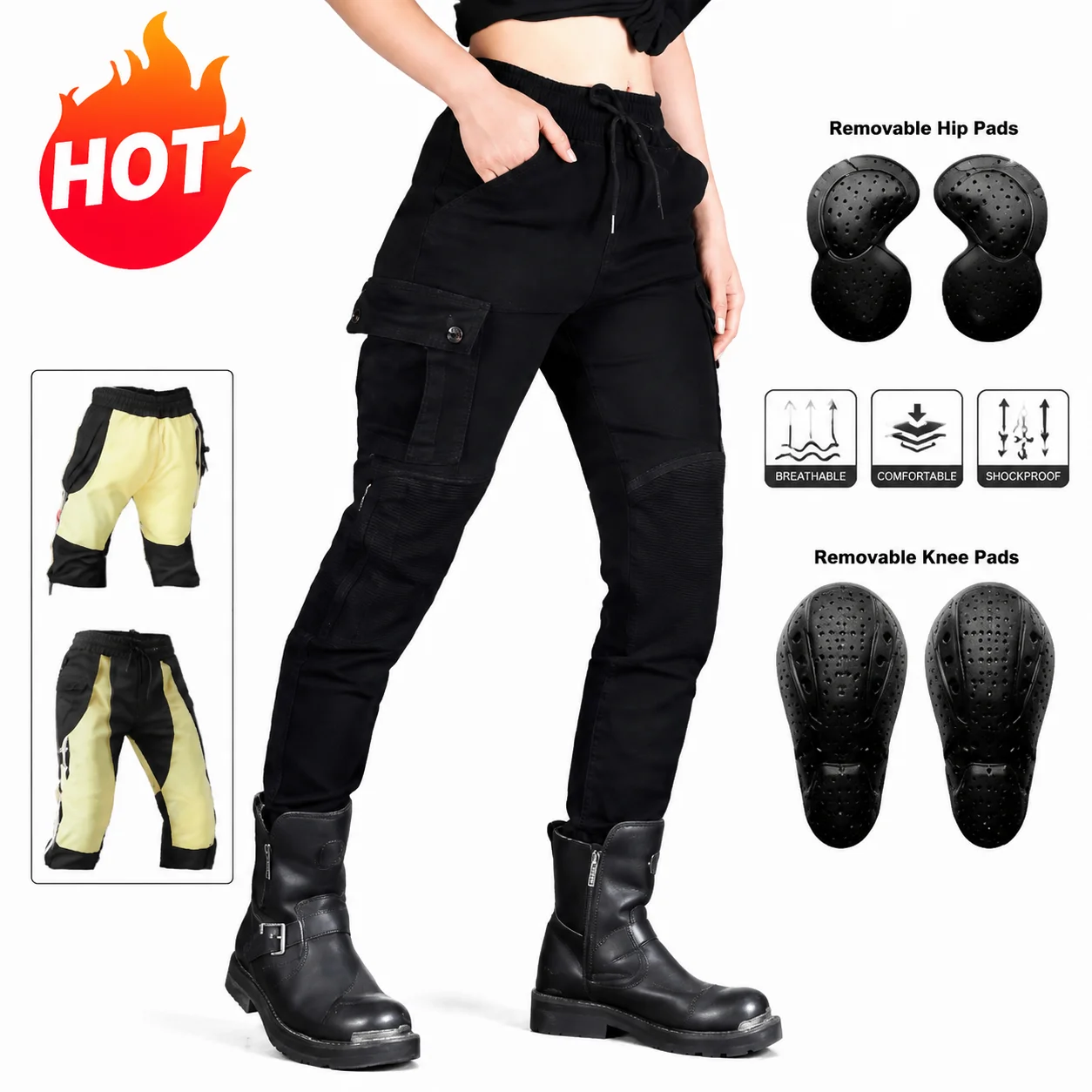 

Motorcycle Riding Pants Motocross Racing Jeans Kevlar Protective Layer Wear-Resistant Motorbike Trousers