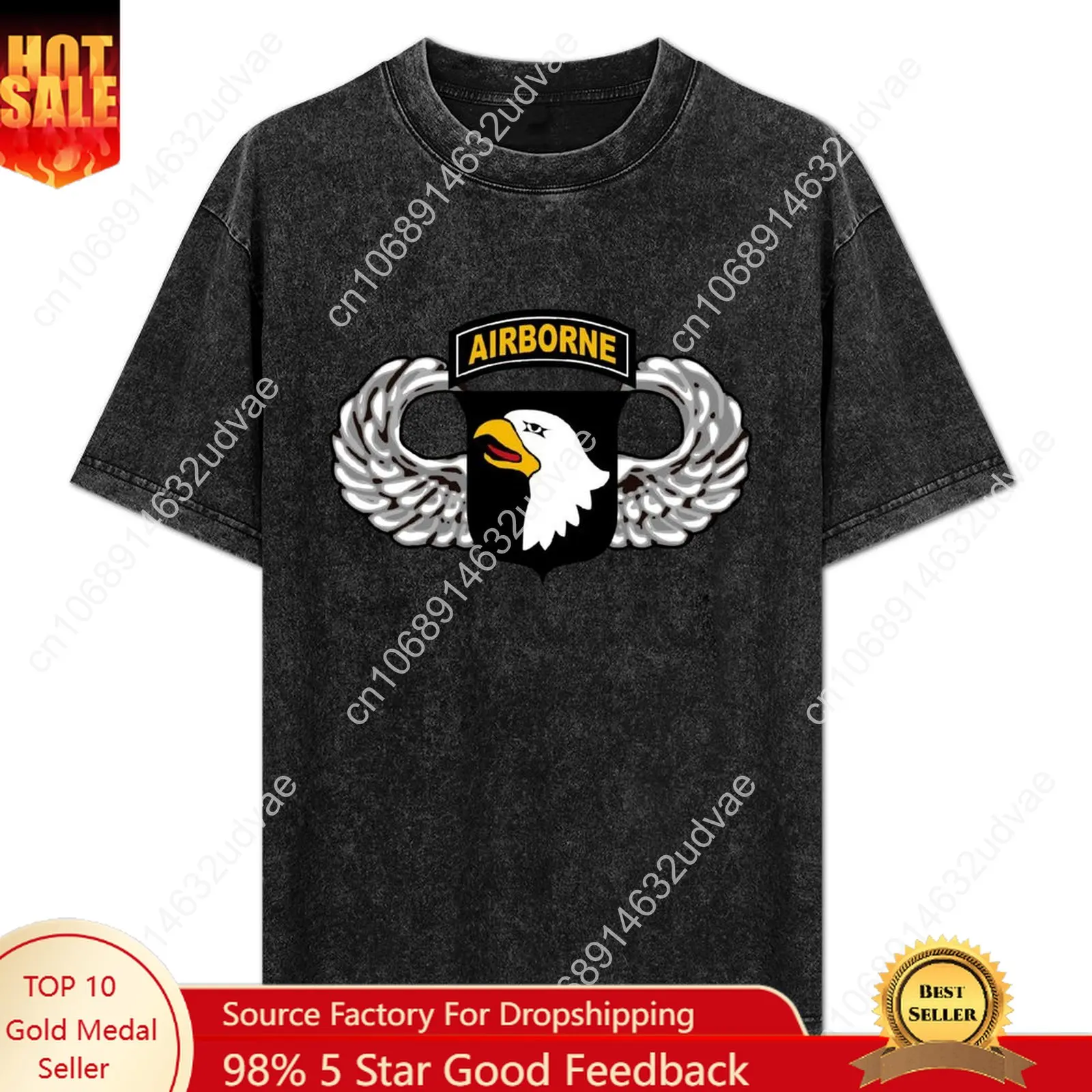 

101st Airborne Parachutist Wings Division Patch Retro T shirts mans womans Tshirt cotton T-shirt Custom tops clothes tshirt