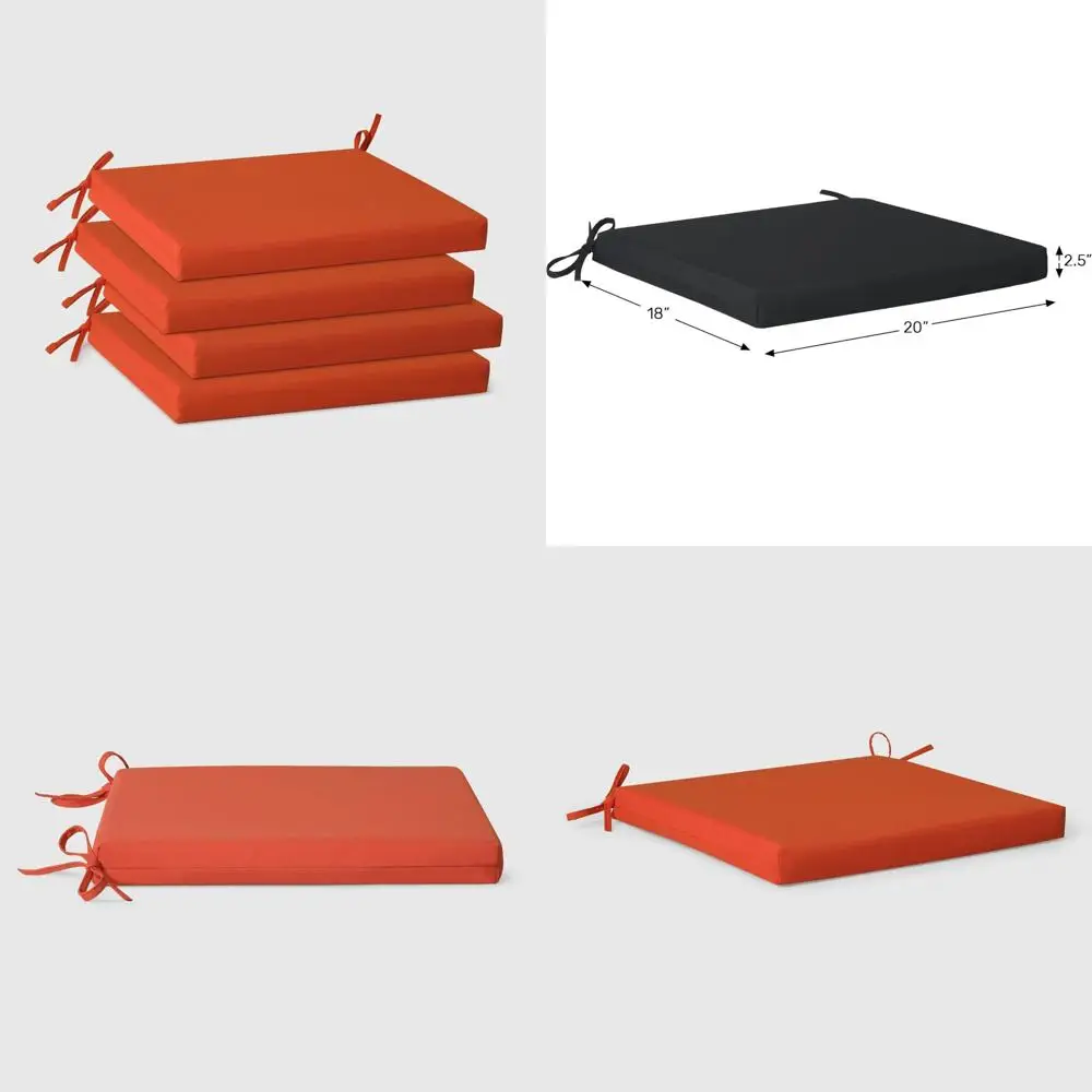 

Orange Outdoor Patio Dining Chair Seat Cushions Set of 4, 20x18, Comfortable Square Cushions for Kitchen Dining Area