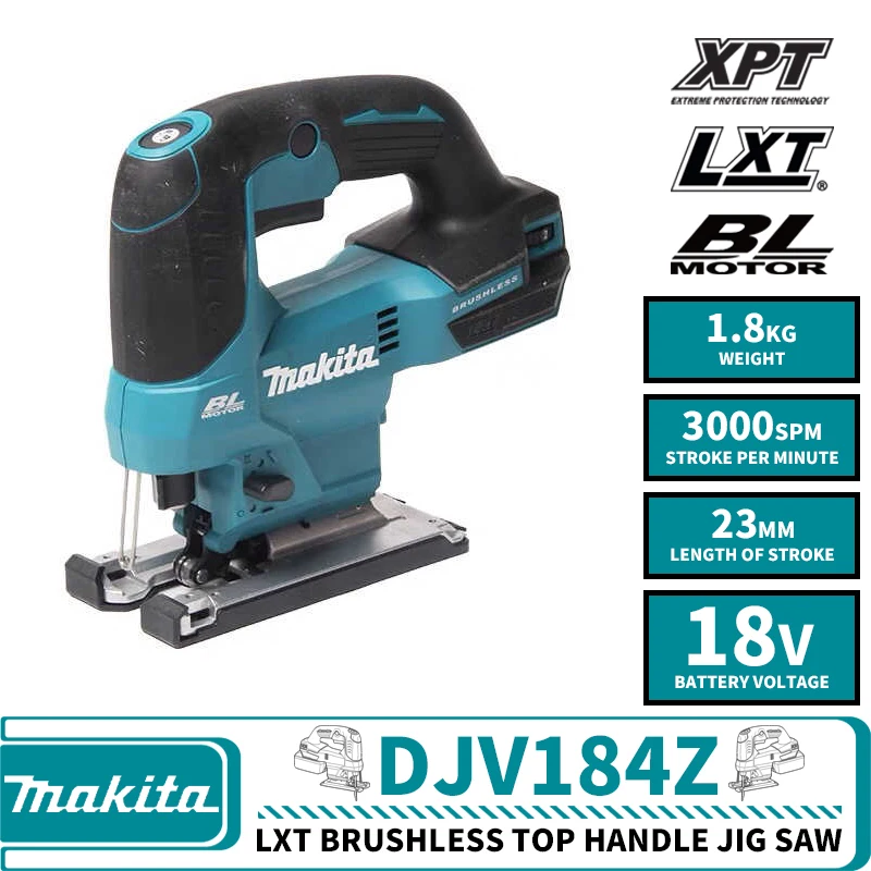 Makita DJV184 18V LXT Brushless Top Handle Jig Saw Cordless Wood Speed Regulating Reciprocating Cutting Saw 3000SPM Bare Tool