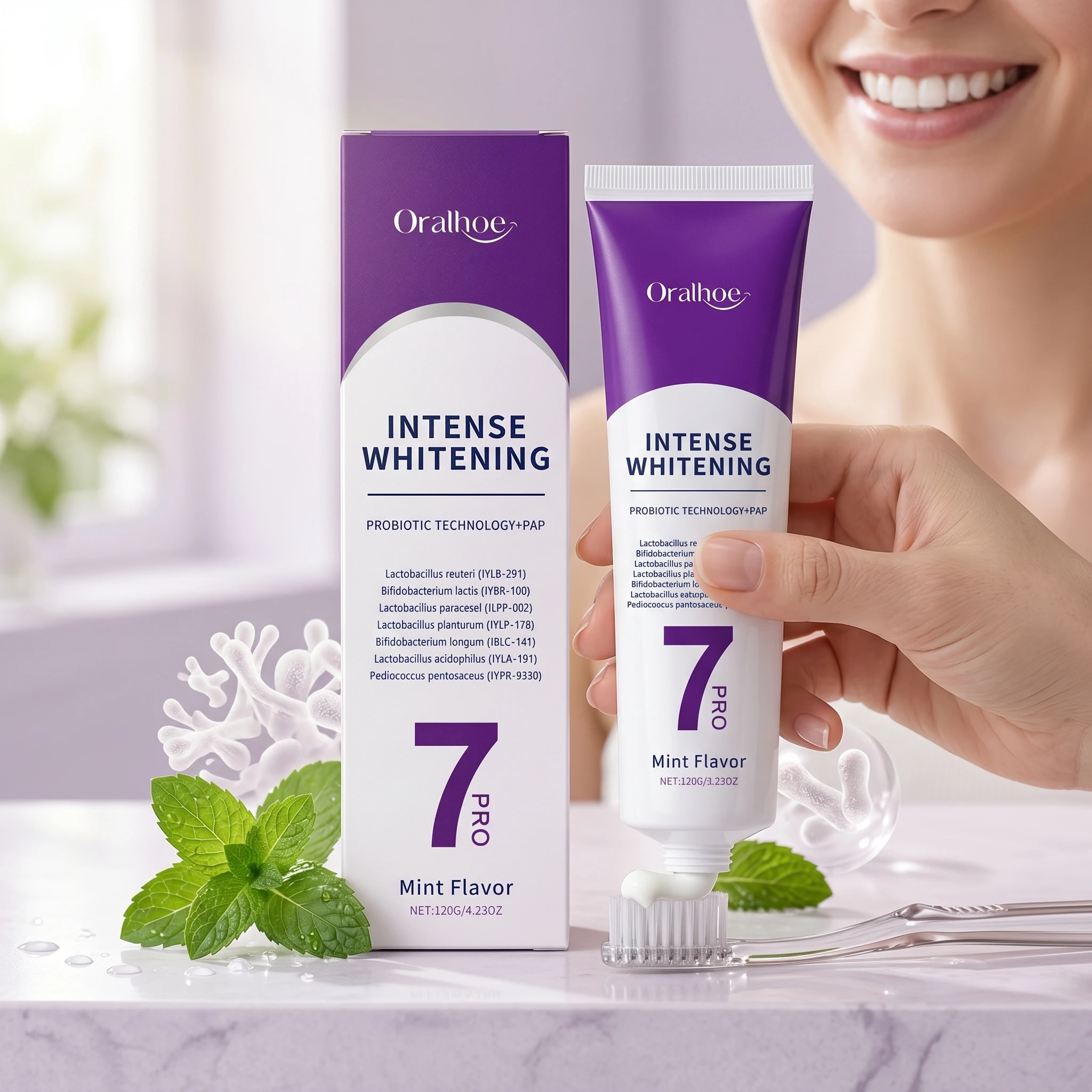 Teeth Whitening Naturally - Dentifricio sbiancante ORALHOE, pulisce la placca,