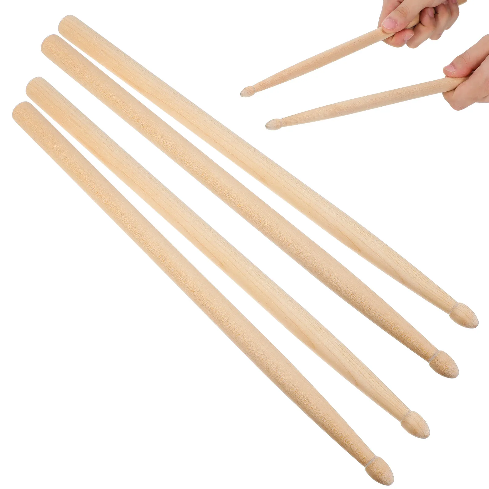 2Pairs Stage Drum Sticks Maple Wood Smooth Craftsmanship Comfortable Hold Perfect Length for Adults Jazz Percussion Music