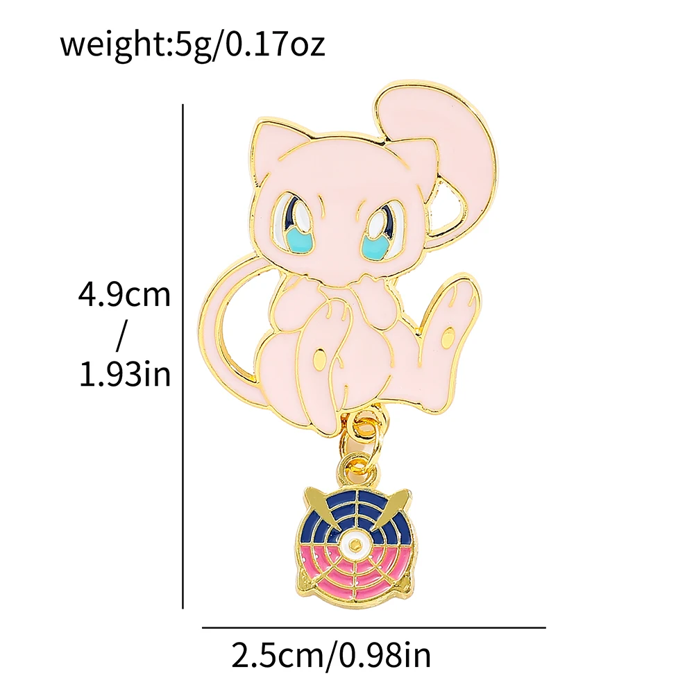 Mew Snorlax Emaille-Anstecknadeln mit Pokeball-Anhänger Cartoon-Metallabzeichen für Rucksack Kleidung Deko Fan-Geschenk – Detail 4