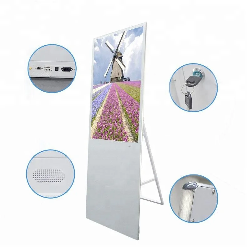Layar Display Iklan Digital Menu Board TFT LCD LED Portabel Lipat 55" Inch OEM/ODM