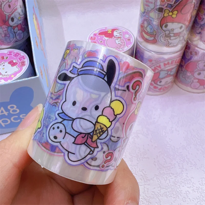 48pcs/ лот Sanrio Kuromi мелодия Pochacco корицы ленты милые маски ленты DIY дневника декоративные стикеры альбом Stick Label