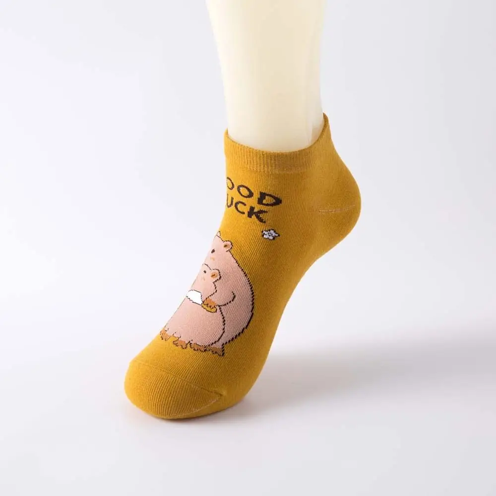 Funny Anime Capybara Socks Letter Cotton Short Ankle Socks Kawaii Summer Hosiery Socks for Women Daily