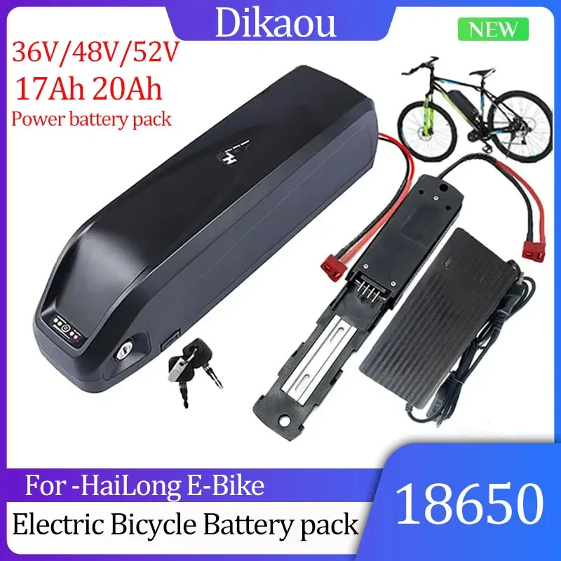 

36V 48V52V Hailong electric bicycle batter pack 17AH 20AH suitable for 30A 500W750W 1000W 18650 with BMS charger10C power batter