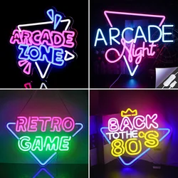 Arcade Zone Neon Led Sign Retro Game Room Decoration Home Bedroom Bar Party Gaming Club Art Wall Light Up Signs Gift For Gamer