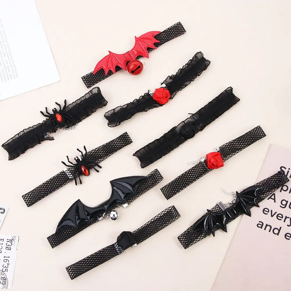 Black Red Fashion Flowers Spider Bat Halloween Jewelry Lace Choker Gothic Choker Goth Necklace Neck Collar