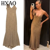HXAO-vestido de lunares para mujer, Vestidos de noche de verano 2025, vestido largo bohemio Floral con cuello en V, sin mangas y espalda descubierta
