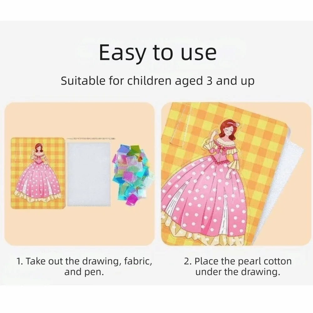 Creative Princess Theme Poke Art Handmade Puzzle Fairy Tale Hand Poke Painting Sticky DIY Fabric Art Craze Poke Art Children