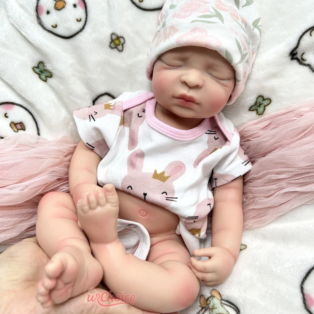 44CM adormecido bebê menina corpo inteiro silicone renascido boneca personalizada lavavel memorial boneca realista para colecionador crianças brinquedo