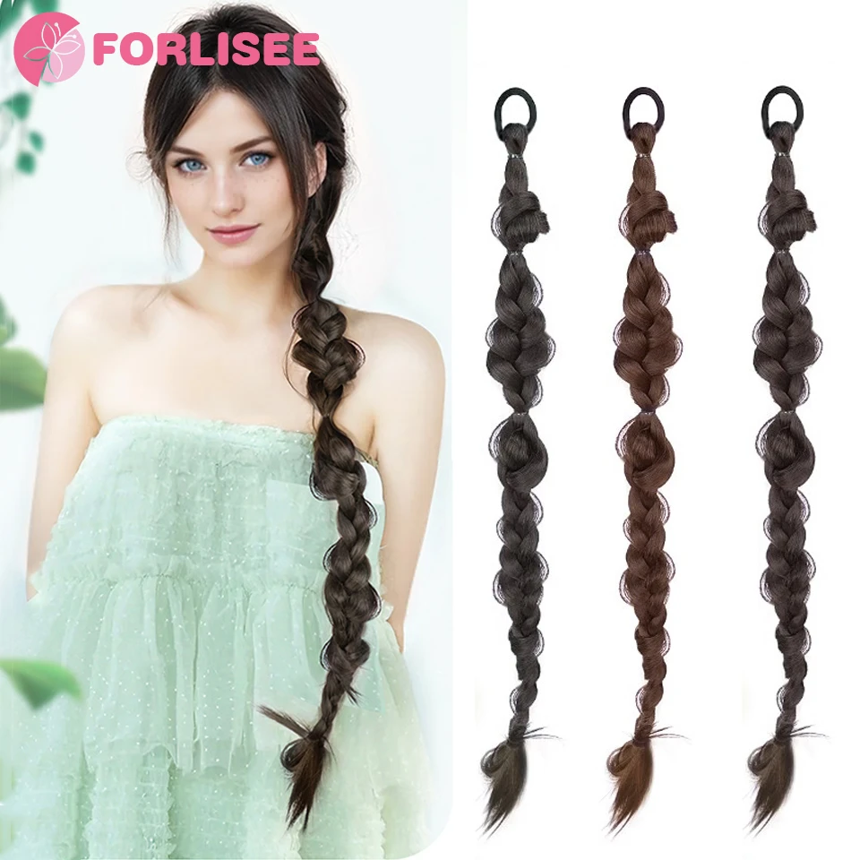 FORLISEE Synthetic 24-inch Ponytail The Wizard of Oz Braided Braid Forest-style Long Braid Hair Ring Wig Braid Ponytail