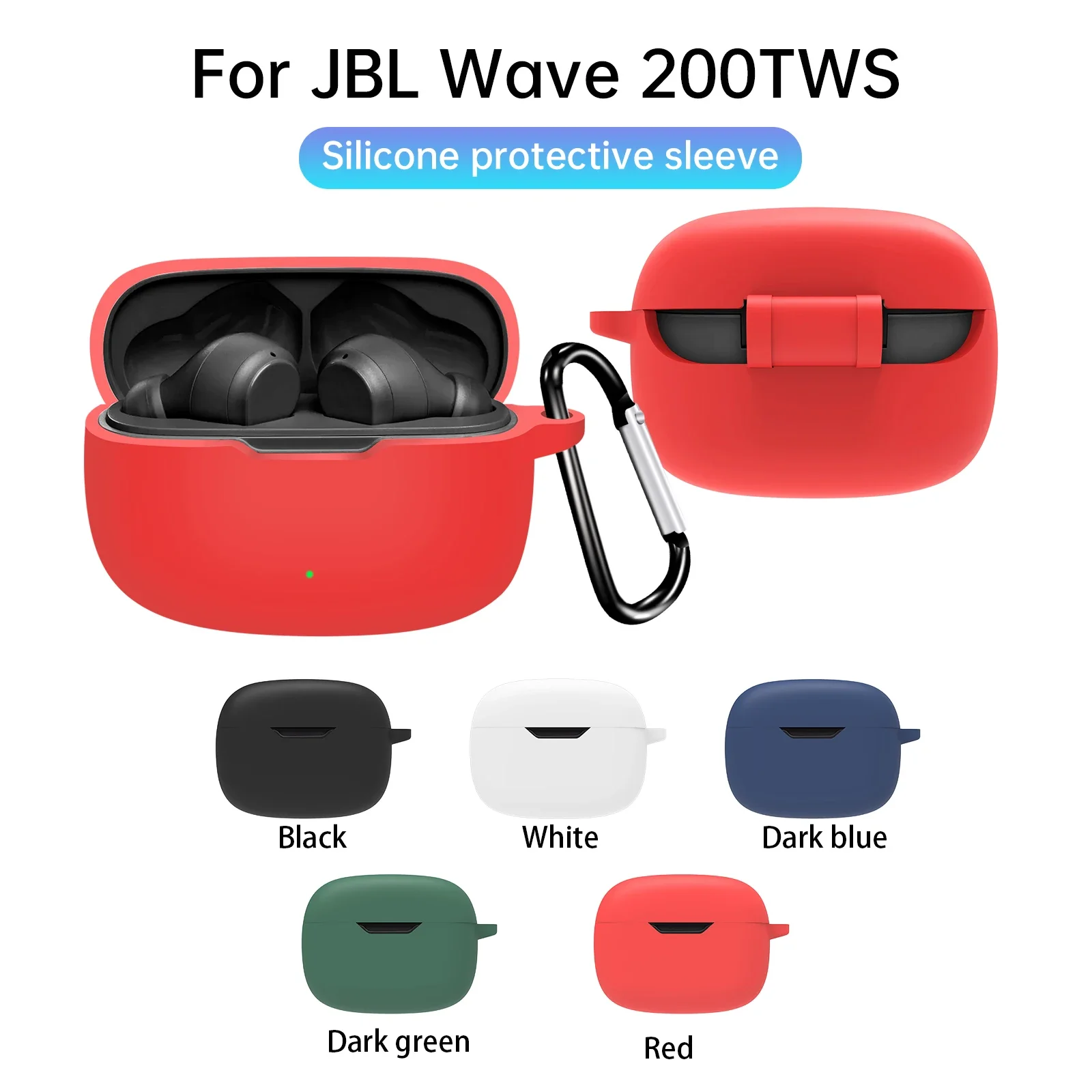 for JBL Wave 200 TWS Case W200 Silicone Wireless Earphone with Hook Protective Earphone Cover