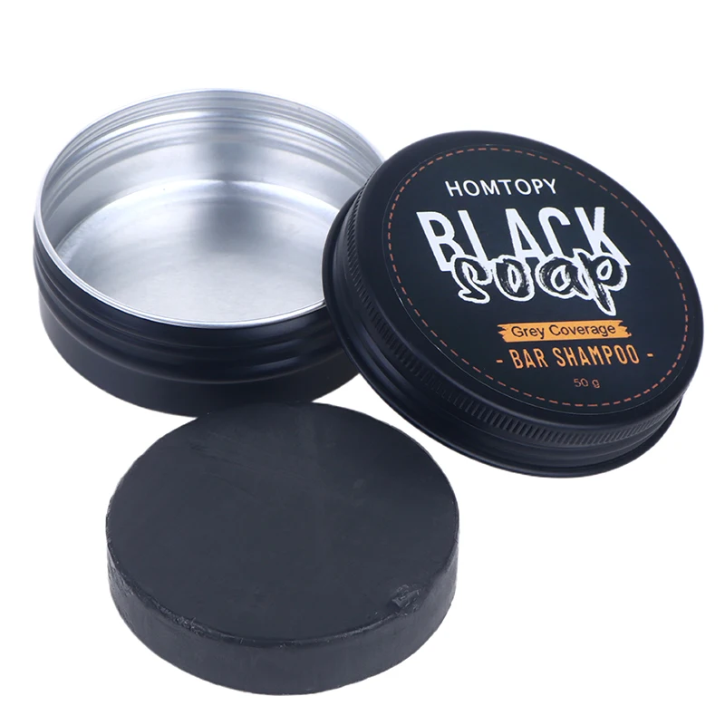 50g Men\'s Black Hair Soap Hair Darkening Soap Shampoo Bar Fast Effective Repair Gray White Color Dye Hair Body Natural Organic