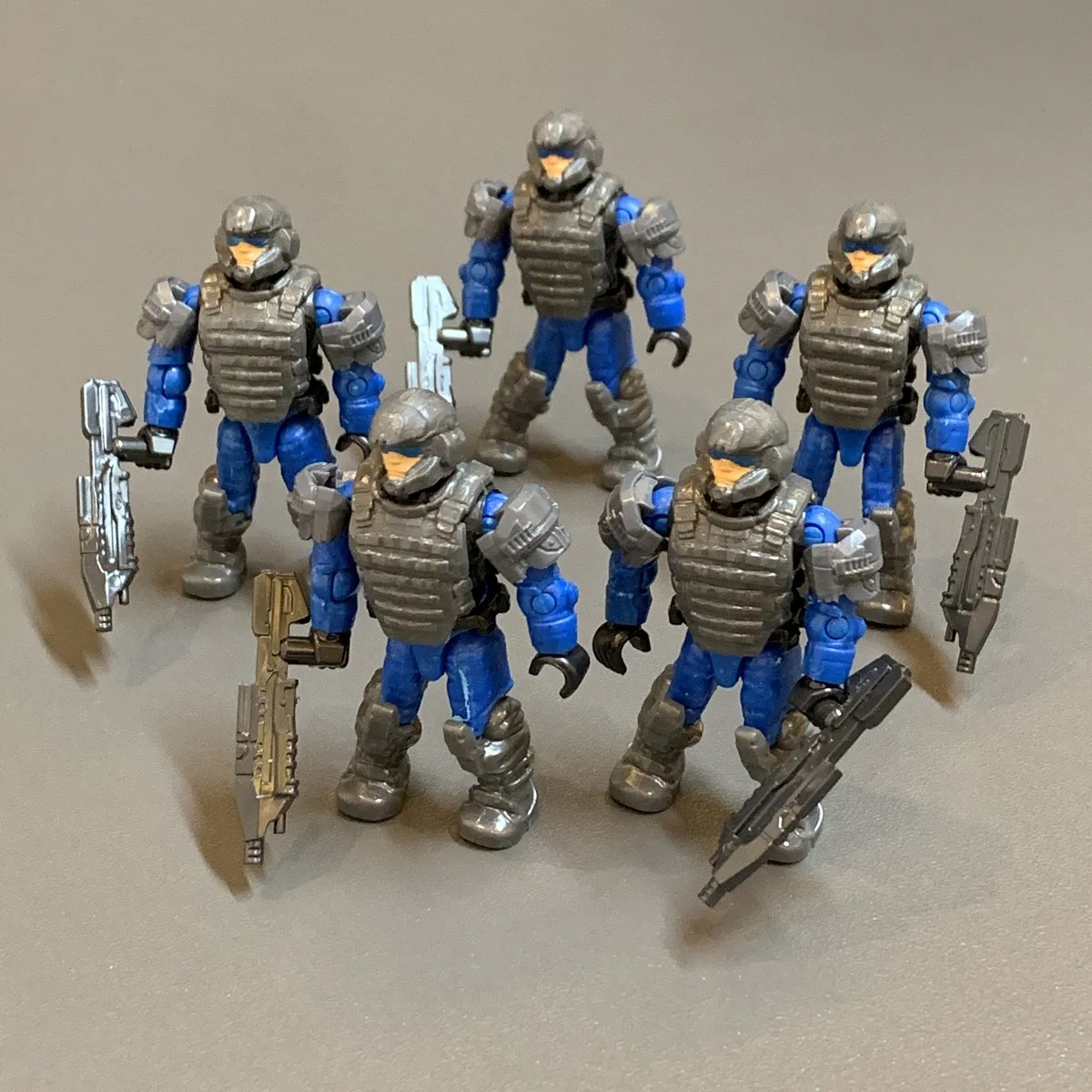 Lot Custom Blue Mega Construx Bloks Collectable Micro Action Figures UNSC SPARTAN ODST Marines Toys