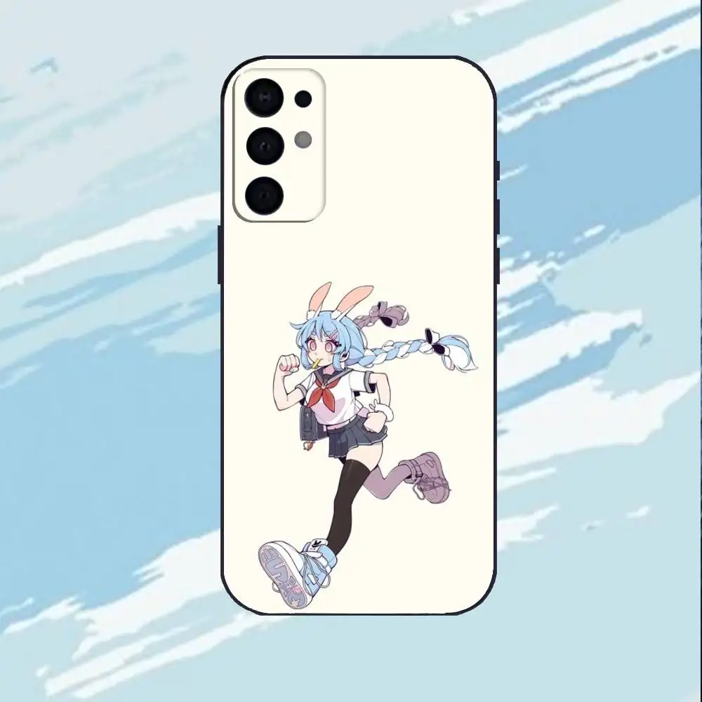 حافظة هاتف U-Usada Pekora لهاتف سامسونج S25، S24، S23، S22، S21، S20، Plus، غلاف أسود ناعم