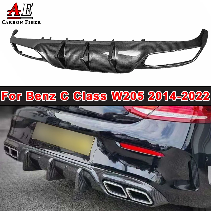 For Mercedes Benz C Class Two-door car W205 C63 C43 C220 C260 OEM Style Carbon Fiber Rear Lip Diffuser Spoiler Splitter Body Kit