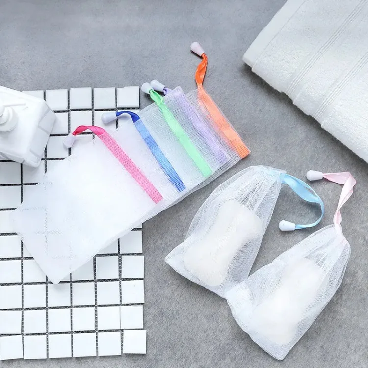 Seifenschaumnetztasche zum Aufhängen, Netzhandschuh für Dusche, Badezimmer, Gesichts- und Körperreinigung, Blasenmacher für effektive Reinigung – Detail 9