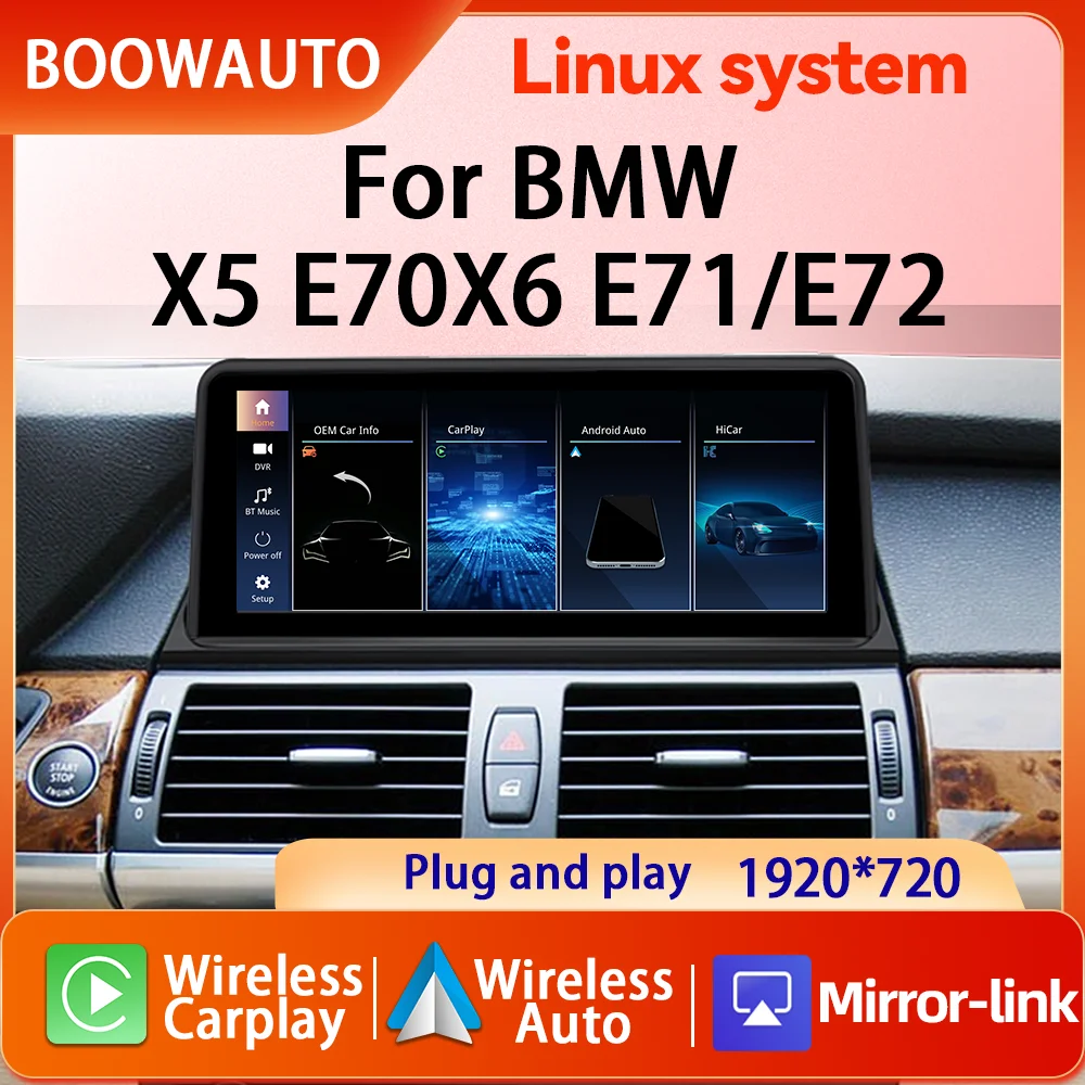 Pantalla multimedia HD NEW1920*720 para BMW X5 X6 E70 E71 2007-2013 CCC CIC con pantalla táctil, GPS, Carplay inalámbrico y Android Auto 1