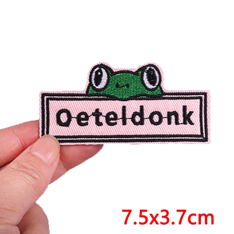 Roze Nederland Carnaval Kikker Borduurpatch Nederland Oeteldonk Embleem Geborduurde Patches Voor Kleding Opstrijkbare Patches DIY