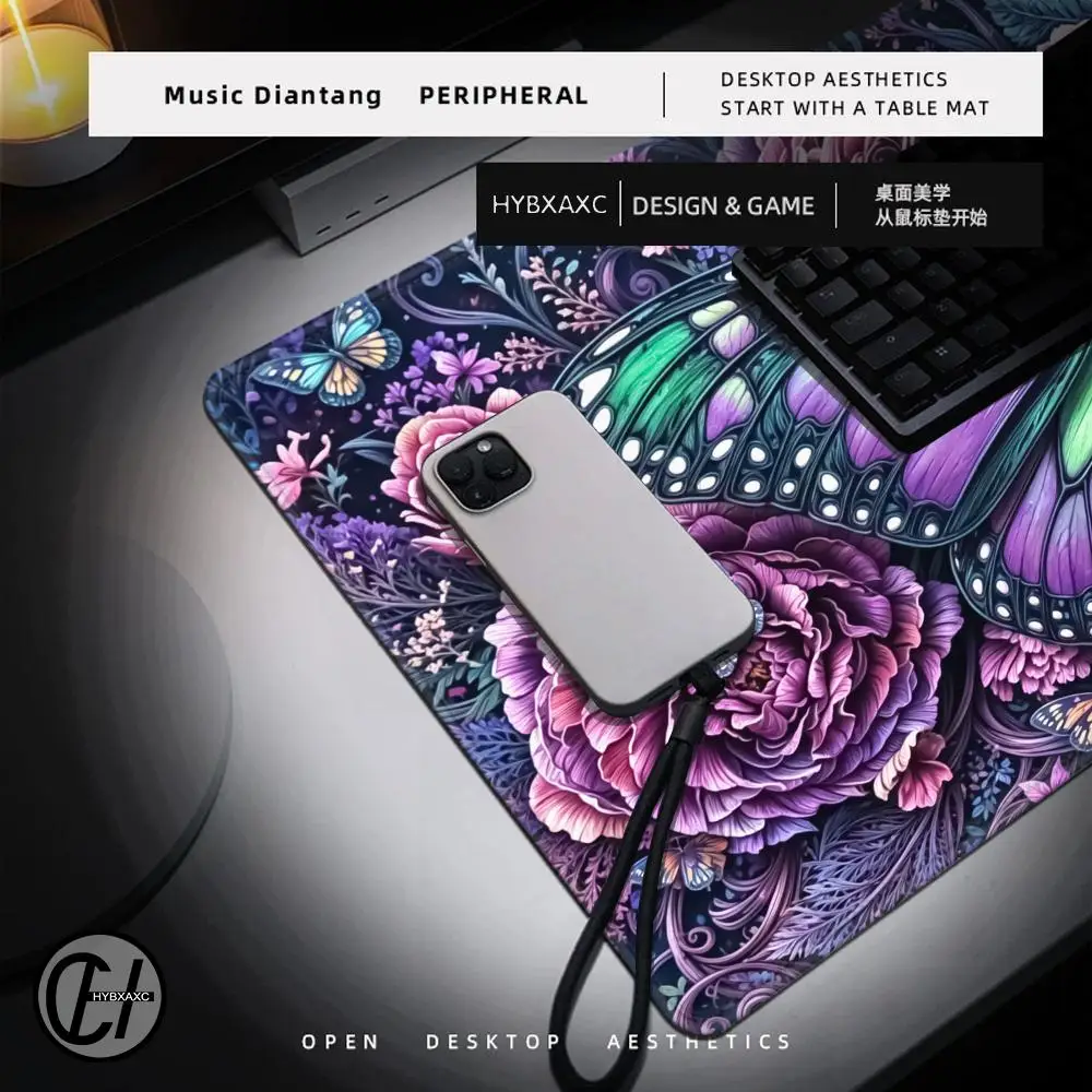 HYBXAXC Psychedelic Butterfly Mouse Pad Colorful Fantasy Gift for Dreamers & Gamers Durable Stable Smooth Table Mat for Computer