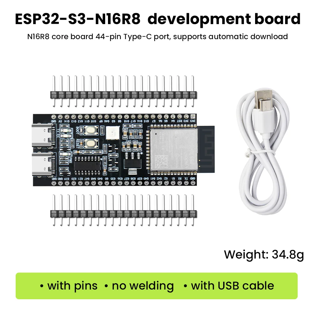 ESP32-S3-DevKitC-1N16R8 Development Board With Type-C USB 8MB PSRAM 44Pin CORE Board CH340 30+ GPIO For Arduino IDE Programming