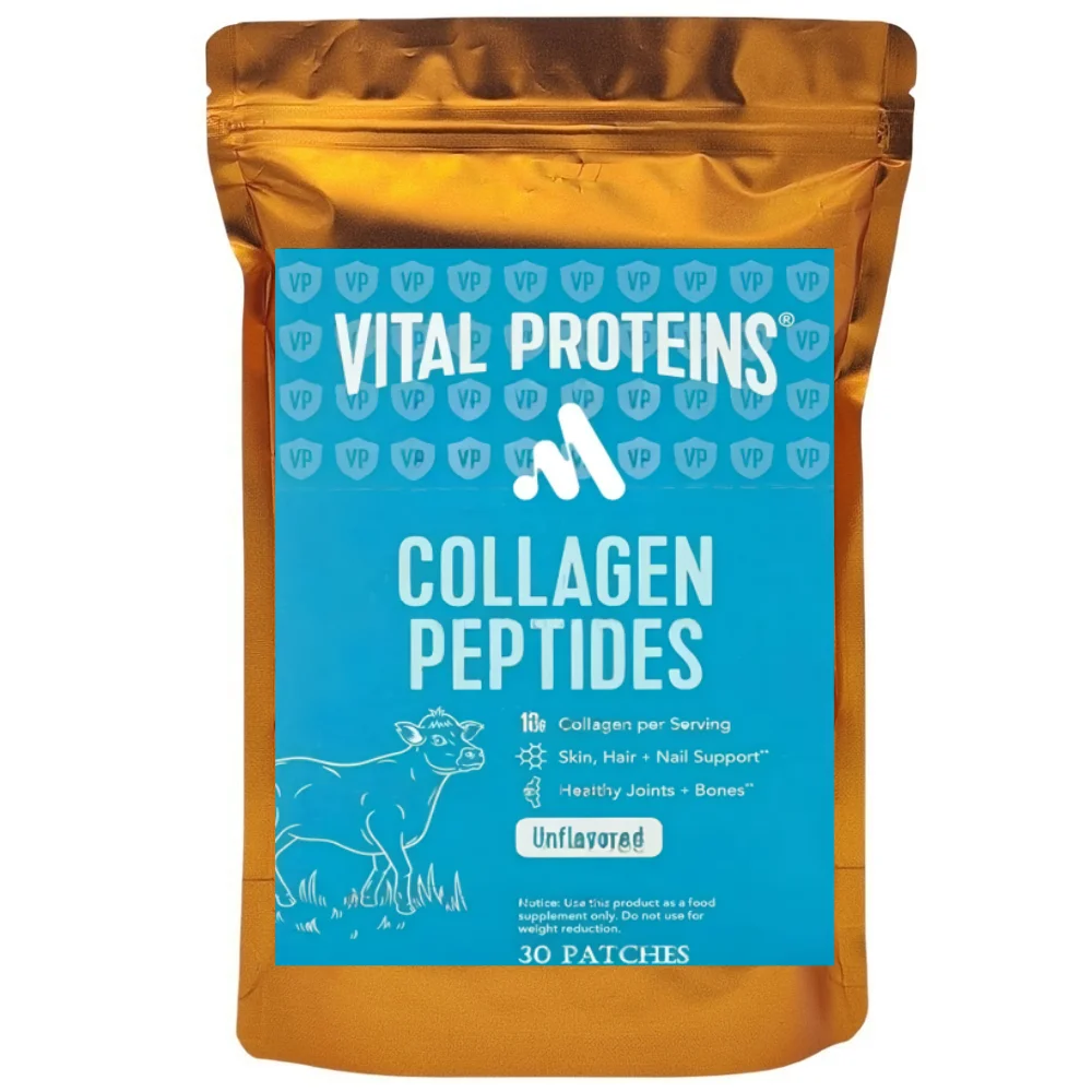 Parches Transdérmicos Vital PROTEINS con Colágeno Péptidos Tipos I, II, III, V, X 5,000mcg, Antienvejecimiento para la Piel, 30 Parches