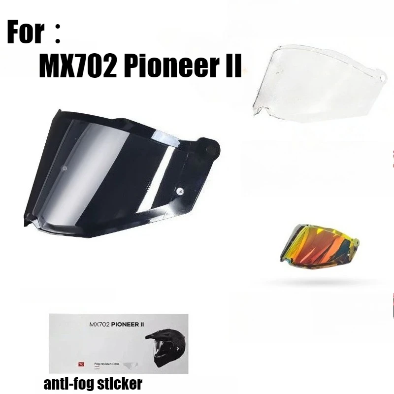 MX702 Visor For LS2 Pioneer II Motorcycle Helmet Black Lens Windshield Replacement Accessories Anti-fog Sticker