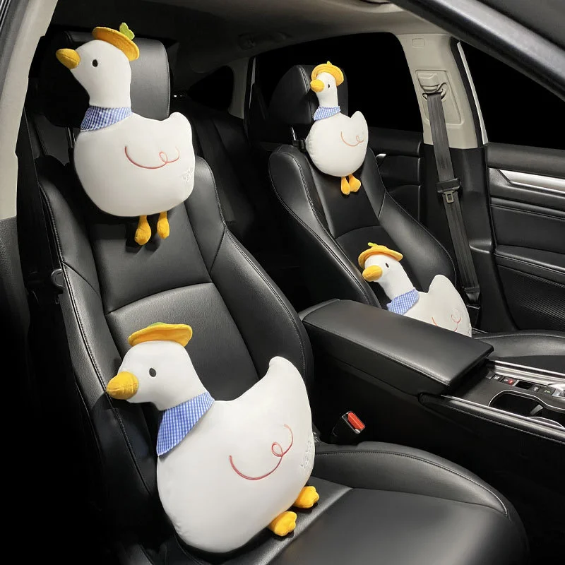 Car Headrest Neck Pillow Cute Cartoon Duck Car Seat Lumbar Pillow Car Pillow Four Seasons General Girls