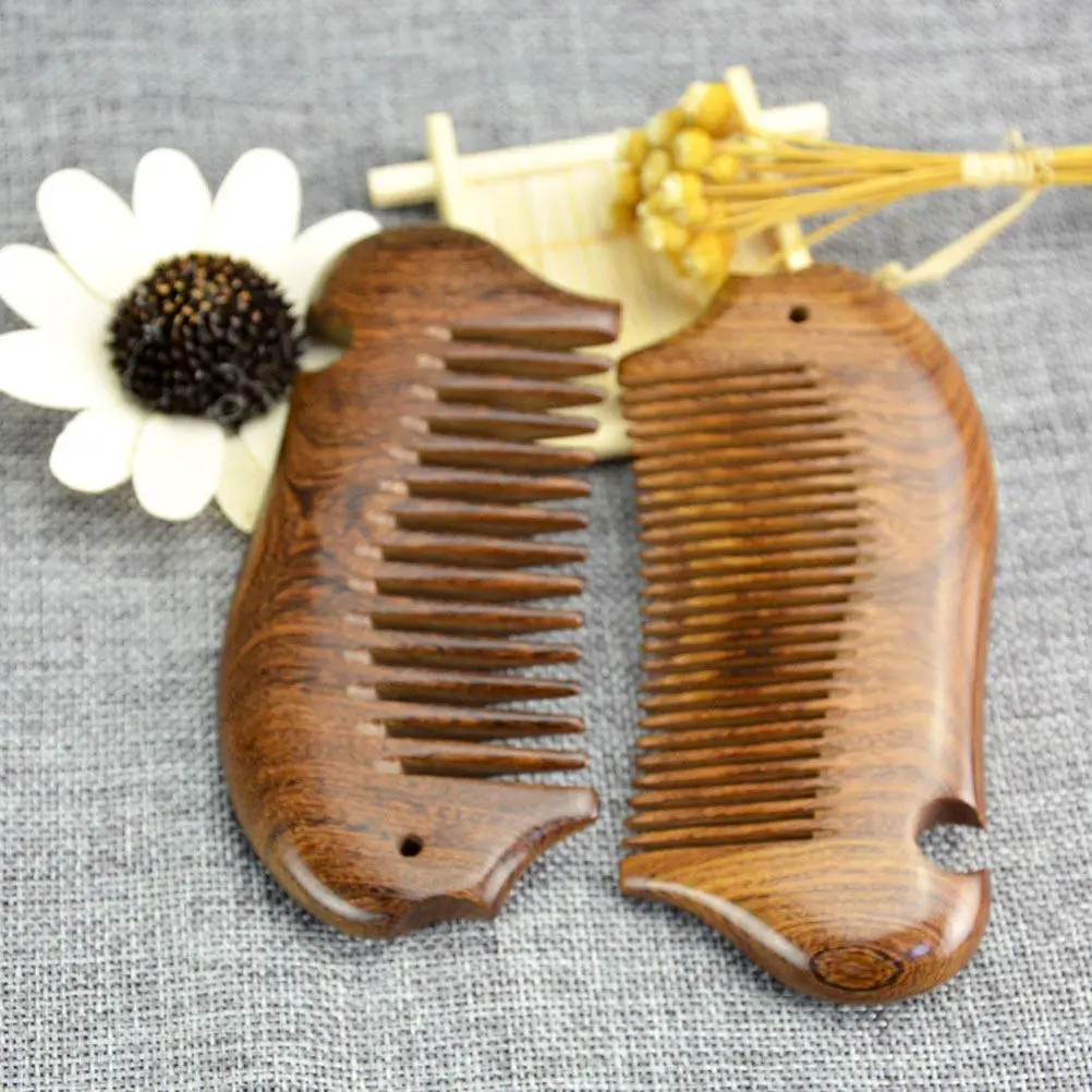 

Wooden Hair Comb Natural Sandalwood Creative Fish Shape Anti-Static Design for Home Travel Use Smooth Surface Wood Hair Comb
