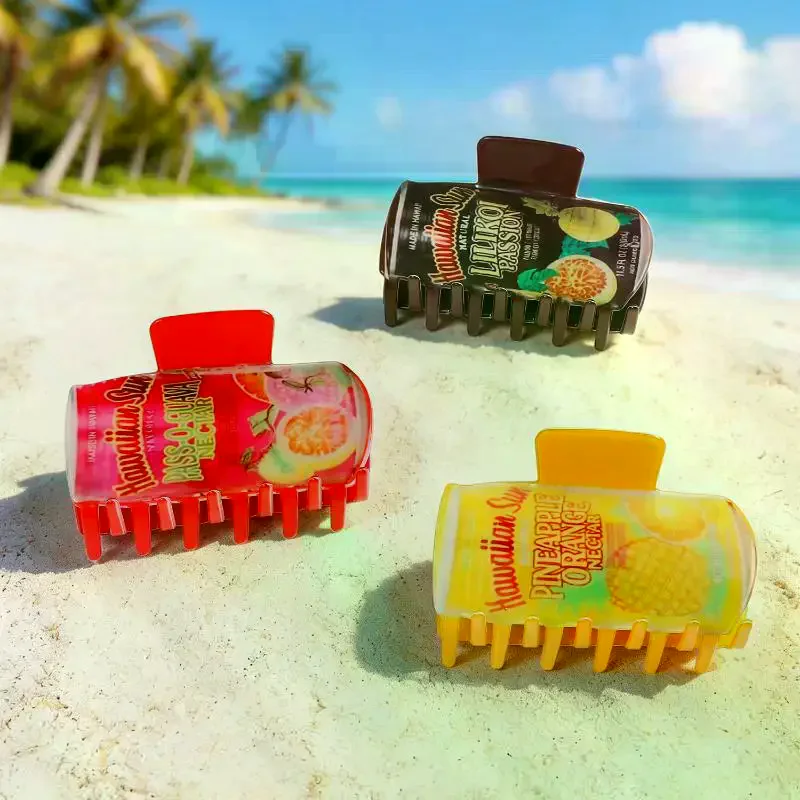 /HTF/Juice Can Print Hair Claw Clips Funny Cute Beverage Can Design Hair Clips Summer Beach Vacation Hair Accessories Hawaiian