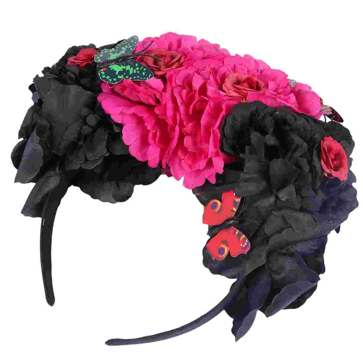 Flower Headband Wedding Hair Accessories for Girls Headdress Halloween Headpiece Plastic Women's