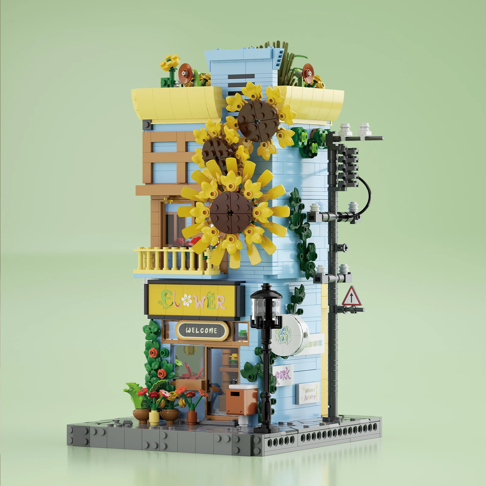 Nuovi blocchi di costruzione della casa di girasole Design creativo Modello di mattoni Decorazione del desktop Giocattoli per bambini Regali per adulti