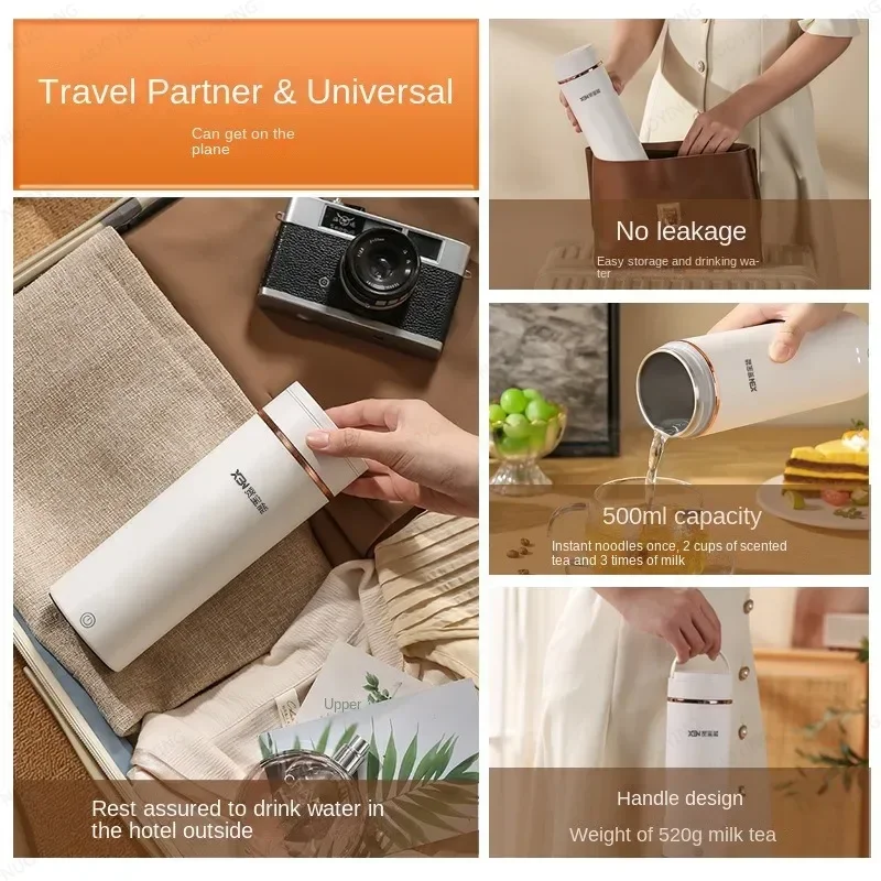 Hervidor eléctrico portátil de 220 V para preparar té y café, hervidor de agua para viajes con función de mantenimiento de la temperatura y control inteligente de la temperatura.