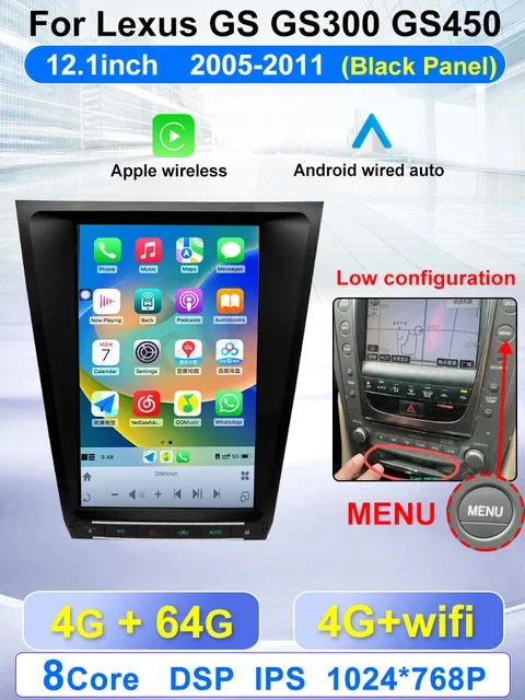 

8+256GB Android Stereo Receiver For Lexus GS GS300 GS350 1999 2000 20001 2002 2003 Player Carplay Radio Coche With Bluetooth