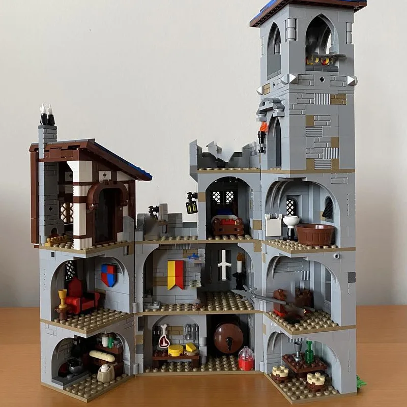 MOC 사자 벽돌 중세 성 유지 모델 키트 빌딩 블록 세트, DIY 크리에이티브 조립 선물 MOC-162144, 1366 개