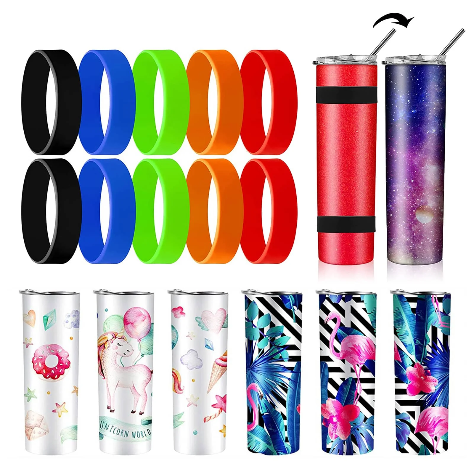 Heat-Resistant Rubber Bands Silicone Bands For Sublimation Tumbler Shrink Wrap Elastic Bands For Prevent Ghosting Sublimation