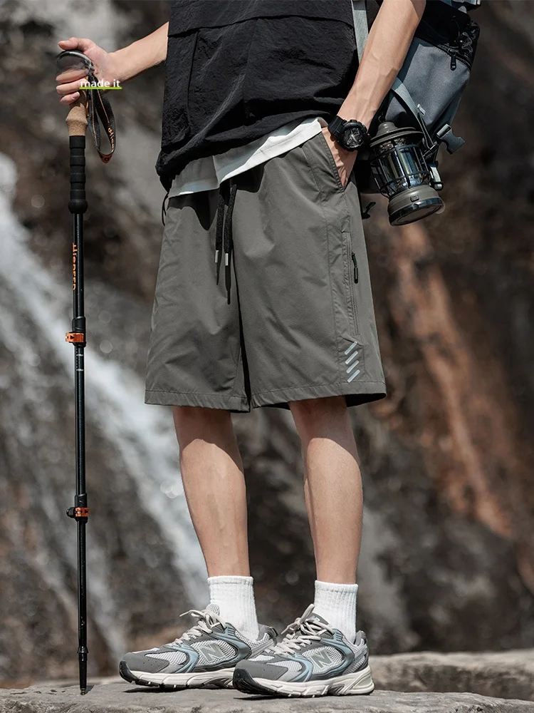 

Qui Dry Outdoor Men's orts Five-Quarter Length Sports Hiking Casual Pants Loose Fit Low Waist Daily Wear Polyester Fiber