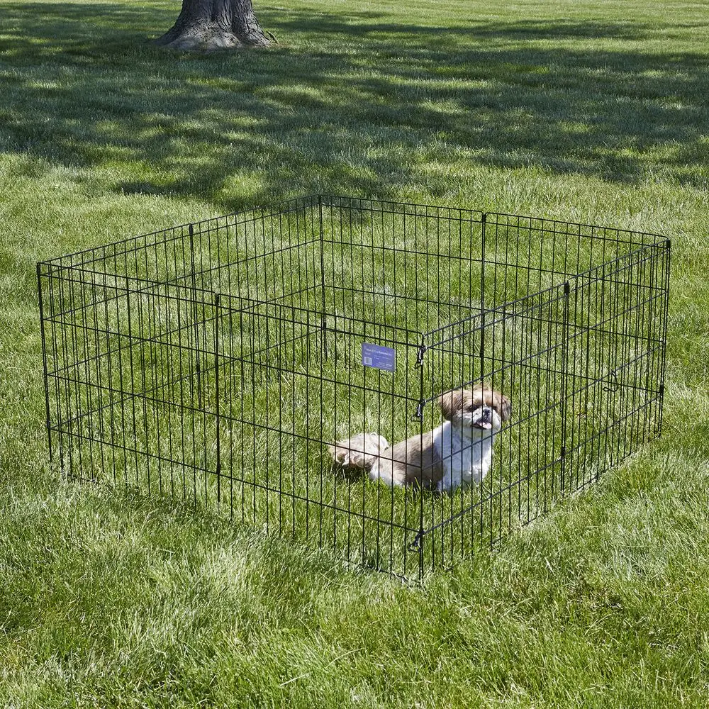 

24Inch Exercise Pen, for Indoor and Outdoor use, 16 Sq Feet of Play, Folding Dog Pen, No Door Design for Maximum Security, Easy