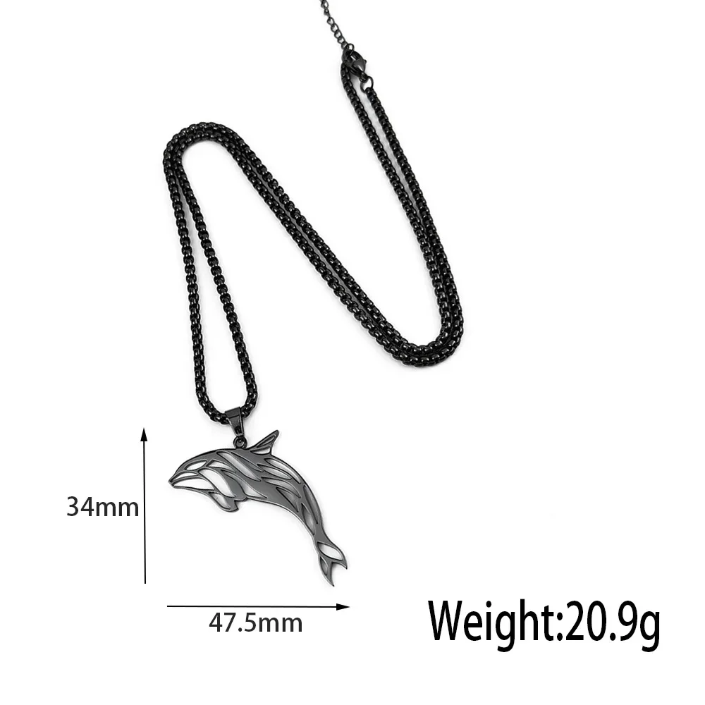 Design Shark Silhouette Pendants Necklaces for Women Stainless Steel Ocean Animal Jewelry Fashion Fish Necklace Jewelry