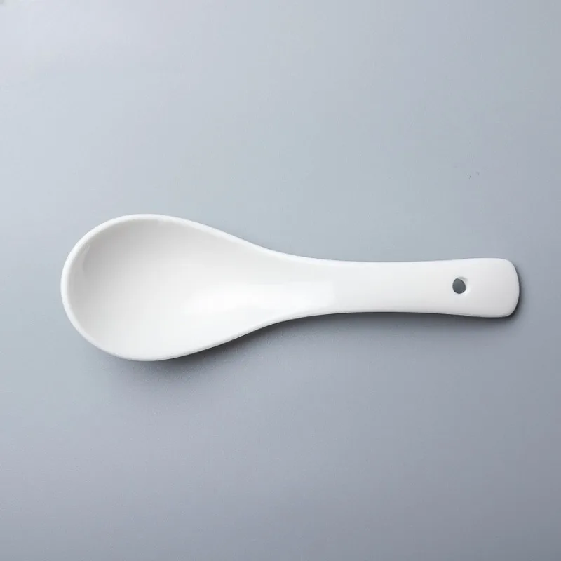 Colher de arroz branco puro de cerâmica de 14 cm