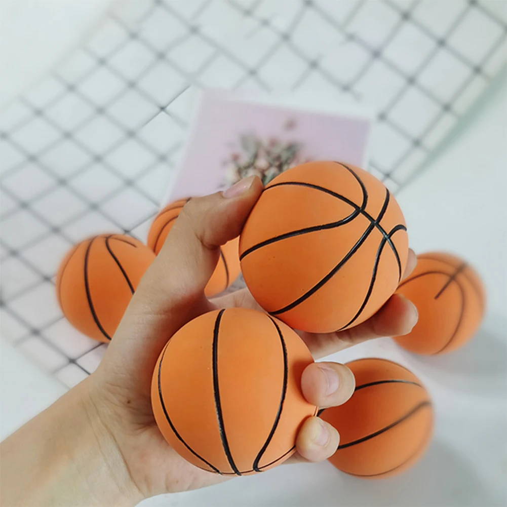 6cm High Elastic Mini Basketball Rubber Mini Sports Basketball Toy Soft High Bouncy Decompression Ball Parent-Child Game